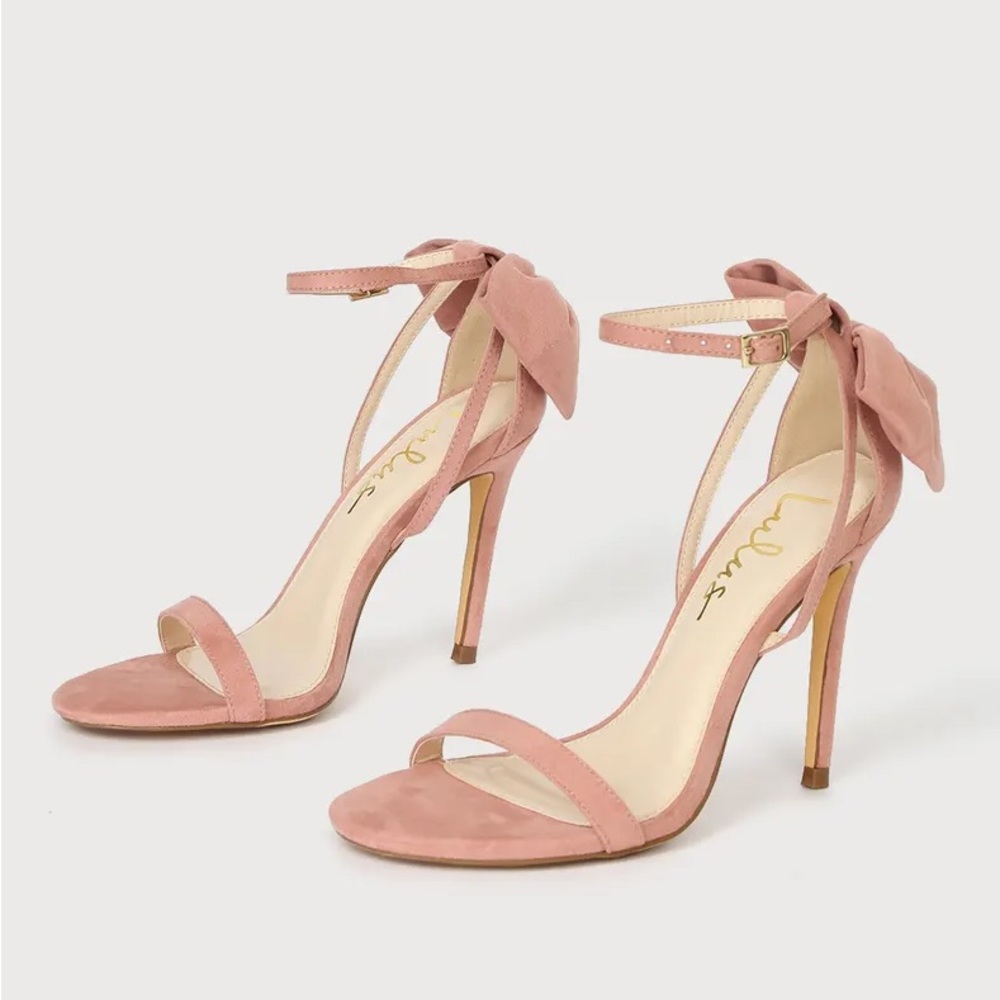 Bridgeta Dusty Rose Suede Bow Ankle Strap High Heel Sandals/Stilettos Size 8
